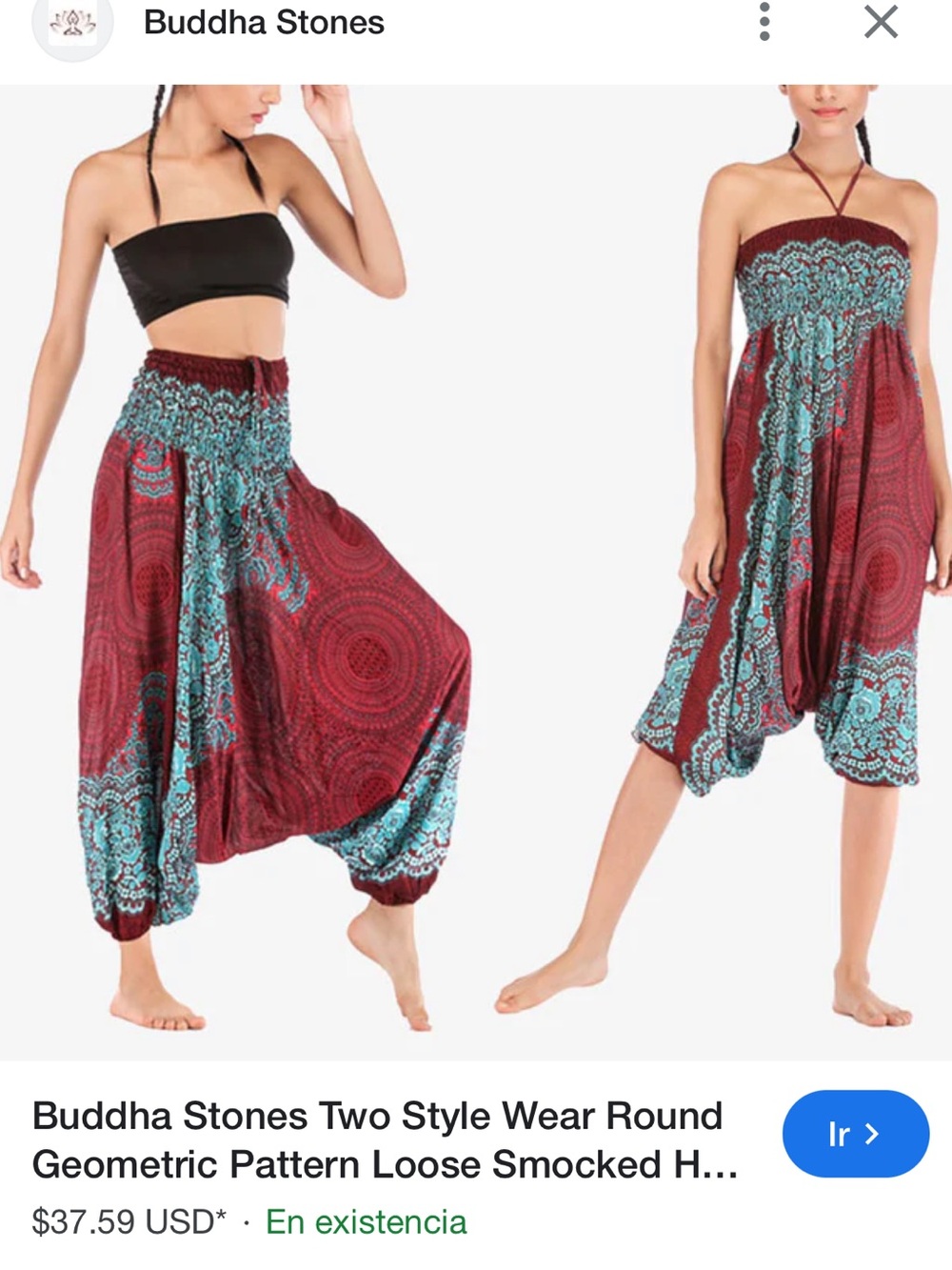 Women’s Burgundy and Teal Two-Style Harem Pants/Dress